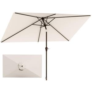 6.5'x10' Rectangular Patio Outdoor Umbrella,Large Coverage with Push-Button Tilt & UV Protection,Sturdy Ribs for Deck,Lawn,Pool,Backyard