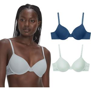 Maidenform, Push Women, Underwire Bra with Adjustable Straps 2-Pack (34C, Navy Eclipse/Salty Pepper Grey)