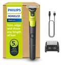 Norelco Philips OneBlade 360 with Connectivity Hybrid Face, Electric Beard Trimmer and Shaver, with 360 Blade Technology, 1x360 Blade for Face, 5in1 Adjustable Comb, Model QP4530/90 (Black & Lime Green)