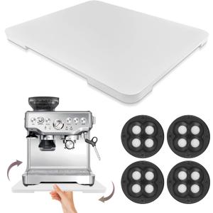 360° Rolling Tray Bamboo Appliance Slider for Kitchen Appliances, for Breville Espresso Machine Accessories, Sliding Tray for Coffee Maker Appliances Mat Easily from Under The Cabinet Gray 13"×15.7"