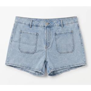Women's Casual High-Waisted Denim Shorts, Classic Light Wash Jean Shorts with Front Pockets, Comfortable Summer Stretch Shorts for Daily Wear XXL