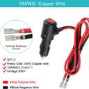 SPARKING 12Volt Replacement Cigarette Lighter Male Plug with On Off Switch - 2FT 12V Fused 15amp Cigarette Male Plug with 16AWG Lead, 12V DC Car Plug for Car Cooler,Cb Radio, Air Compressor