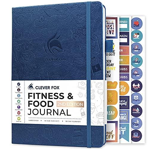 Clever Fox Fitness & Food Journal – Nutrition & Workout Planner for Women & Men – Diet & Gym Exercise Log Book with Calendars, Diet & Training Trackers - Undated, A5 Size, Hardcover (Mystic Blue)
