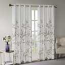 Madison Park Cecily Semi Sheer SINGLE Panel Window Curtain Burnout Botanical Print, Easy To Hang, Fits up to 1.25" Diameter Rod, 50" x 95", Leaves Mauve
