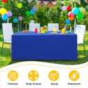 Smiry 2 Packs Fitted Blue Tablecloths, 6 Foot Rectangle Polyester Fabric Table Cloths, Washable Table Cover for Trade Show, Craft Show, Parties, Birthday, Wedding, 72 x 30 Inch