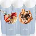 Sabary 50 Pcs Halloween Charcuterie Cups, 12 Oz Paper Snack Appetizer Cups, French Fry Holder Brown Kraft, Disposable Popcorn Boxes Cones for Christmas Baby Shower Birthday Waffle Food Takeout(Blue)