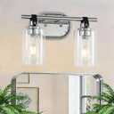 Chuntsone 2-Light Bathroom Light Fixtures, Chrome Bathroom Vanity Lights with Clear Glass Shade, Modern Wall Light Sconce for Mirror Farmhouse Rustic Restroom Kitchen Living Room Hallway