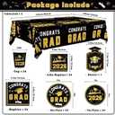 OHOME Graduation Decorations 2026 - Graduation Decorations Class of 2026 - Serve 24 - Black Plates Tablecloth Napkins Cups Banner - Graduation Party Favors Supplies