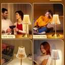 One Fire Gold Lamps Set of 2, 3 Colors Bedside Lamp Set of 2, Dimmable Bedroom Lamps Vintage Lamp,Rechargeable Nightstand Lamp, Table Lamp for Bedroom Living Room Bathroom Hotel Bar