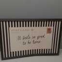 Framed 'It Feels So Good To Be Home' Postcard Wall Art, Vintage Black White Stripe Canvas Print, Rustic Farmhouse Decor for Living Room Bedroom Entryway Guest Room, 24"L x 16"W