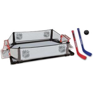 Franklin Sports Kids Knee Hockey Rink Game Set - Indoor Mini Hockey Goals + Kids Sticks Set for Floor + Rug - 36" x 24"