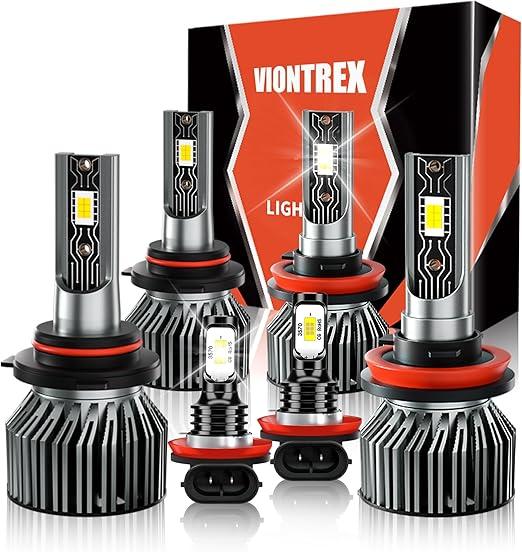 VIONTREX Compatible For Dodge Ram 1500 2500 3500 2019 2020 2021 2022 2023 Driving Light Bulbs Combo, 500% Enhanced Visibility Light Bulbs With Turbo Fan, Direct Installation, Pack of 6