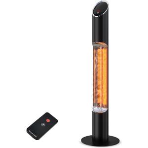 Freestanding Outdoot Electric Heater, Infrared Patio Heater for Outdoor/Indoor Use, 1500W Garage Heater Electric, Remote Controler, Black
