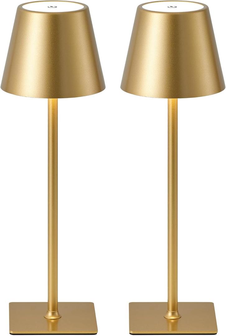 2 Pack Cordless Table Lamps, 3 Colors Stepless Dimming, 5000mAh Rechargeable Battery LED Desk Lamp for Bedroom/Couple Dinner/Desk/Cafe/Dining Room/Terrace