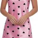 Vrtige Women's Satin Silk Spaghetti Strap Full Slip Nightdress Chemise Sleepwear (Pink, M)