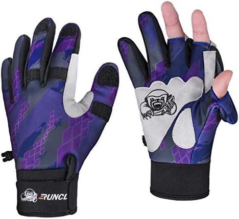 RUNCL Fishing Gloves Winter Warm RAGUEL, Touchscreen Outdoor Fishing Gloves, Neoprene 3 Cut Fingers Cycling Gloves, Convertible Windproof for Men Women Ice Fishing Photography Kayaking Size XXL