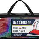 Houseables Baseball Cap Storage Bag, Hat Organizer Case, Cap Holder, Clear Plastic Tote, Black Handles, Moisture & Dust Proof, w/Zipper Closure, Holds up to 22 Hats, Dirt Protection, 23" x 6" x 8"