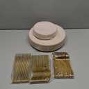 YOUBET 125Pcs Pink Plastic Plates with Gold Rim - Scalloped Plastic Plates Set Includes 25 Dinner, 25 Dessert Plate, 75 Gold Silverware for 25Geusts for Wedding Birthday Parties Baby Shower Valentines