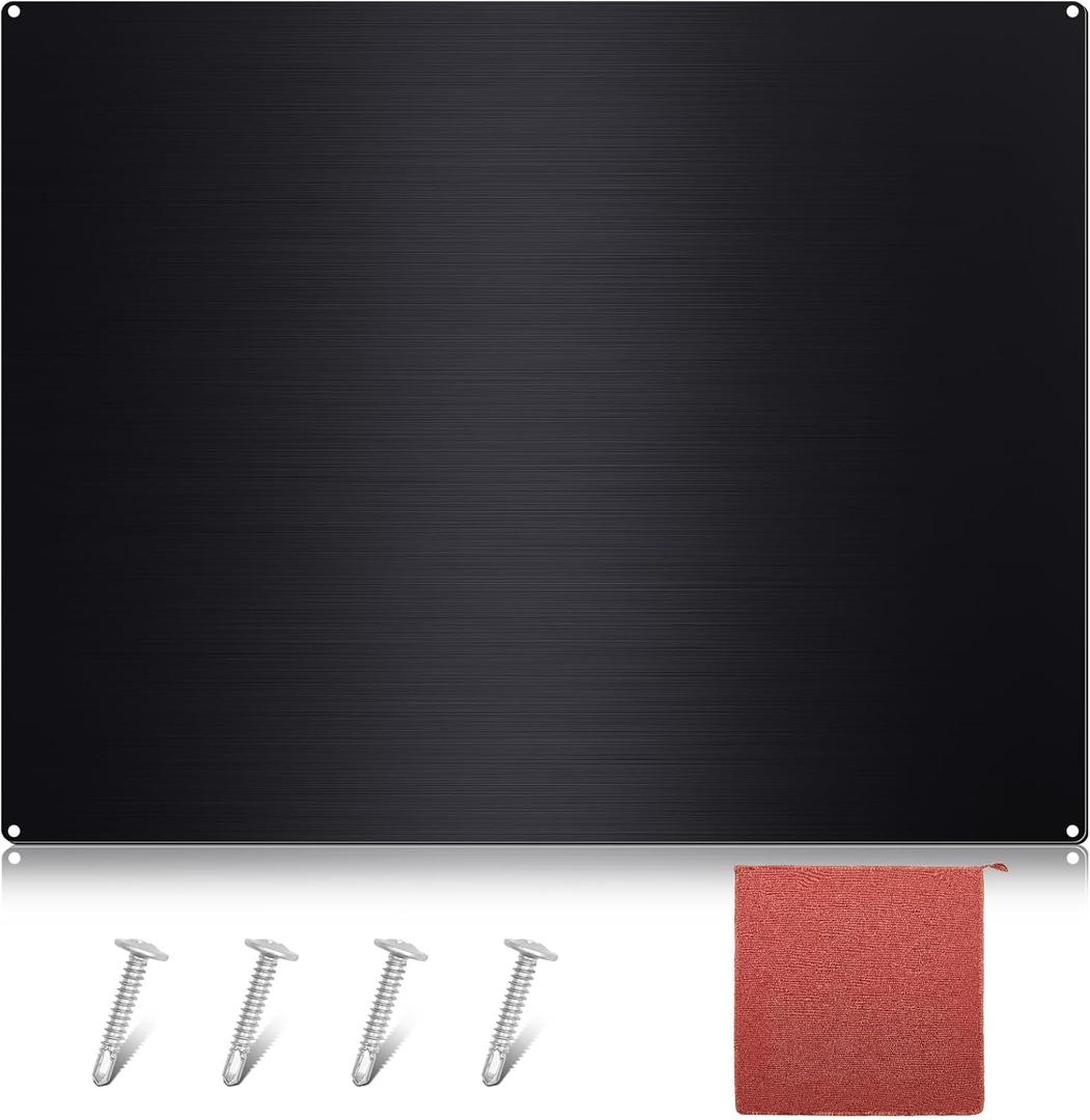 Stainless Steel Backsplash Range Hood Stove Backsplash Back Stainless Steel Sheet for Kitchen Wall Splatter Metal Wall Panels with Screws and Hanging Towel(Black,2430 Inch)