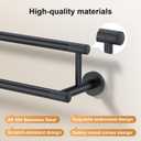 Towel Bars for Bathroom 24 Inch, Matte Black SUS304 Stainless Steel Wall Mounted Towel Holder, Double Towel Rack