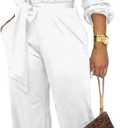 SxClub Jumpsuits for Women Formal Sexy Elegant Long Straight Pants Busineess Party Jumpsuit with Belt Pockets (Medium, White)