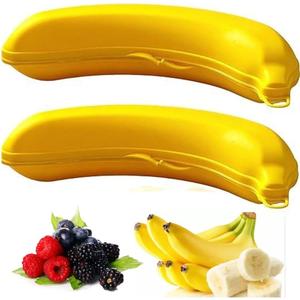 Banana Keeper On The Go Outdoor Travel Case BPA-Free Fruit Protector Portable Banana Holder Cute Carrier Storage Box 2 Pack Yellow (Banana Keeper)