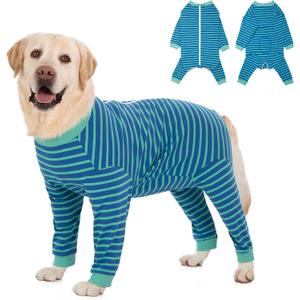 Yeapeeto Dog Onesie Surgery Recovery Suit for Large Medium Bodysuit Dogs Pajamas PJS Full Body for Shedding, Prevent Licking, Wound Protection, Cone Alternative (Blue Green, 4X-Large (Pack of 1))