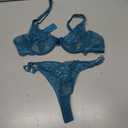 Lilosy Sexy Floral Lace Scallop Underwire Push Up Sheer Lingerie Set Outfits, Small