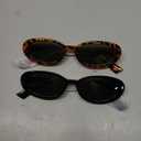 JUDOO Tiny Small 90s Sunglasses for Women Men Retro Oval Tinted Glasses 2 Pack