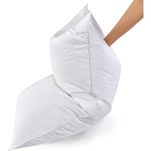 Three Geese White Goose Feather & Cotton Pillows King Size - Soft 600 Thread Count 100% Cotton, Medium Firm, Soft Support, White Solid