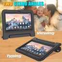 DJ&RPPQ 10in Tablet Kids Case,Shockproof Kid-Proof Cover with Protector Handle Stand Black