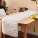 Table Runner, Modern Small White Fur Table Runner for Party Birthday Christmas Friendsgiving Wedding Dinning Table, Decorative Rug Luxury Faux Fur Runner for Table (11.8x70.8 inch)