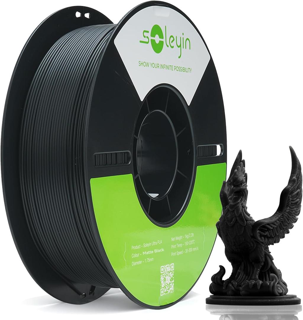 Cregrant3D Soleyin Filament 1.75mm Ultra PLA Filament for 3D Printing High Speed 30-300mm/s Accuracy +/- 0.02mm, 1kg Spool (2.2lbs), Fit Most FDM 3D Printer, Soleyin by Creality Filament, PLA Gray
