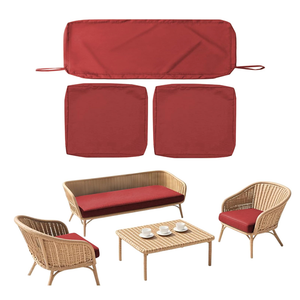 SK Studio 3Pcs Outdoor Cushion Covers Patio Seat Cushion Replacement Covers | Patio Cushion Covers for 4-Seater Wicker Rattan Chair Loveseat, 42x18x2, 18x18x2, Red