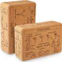 Cork Yoga Blocks 2 Pack Yoga Poses Teaching Cork Blocks, Suitable Poses for Beginners and Experts High Density Block with Non Slip Surface for Better Support, Balance Comfort (Beige)