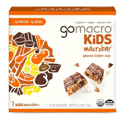 GoMacro Kids MacroBar Organic Vegan Snack Bars - Peanut Butter Cup (0.90 Ounce Bars, 7 Count)