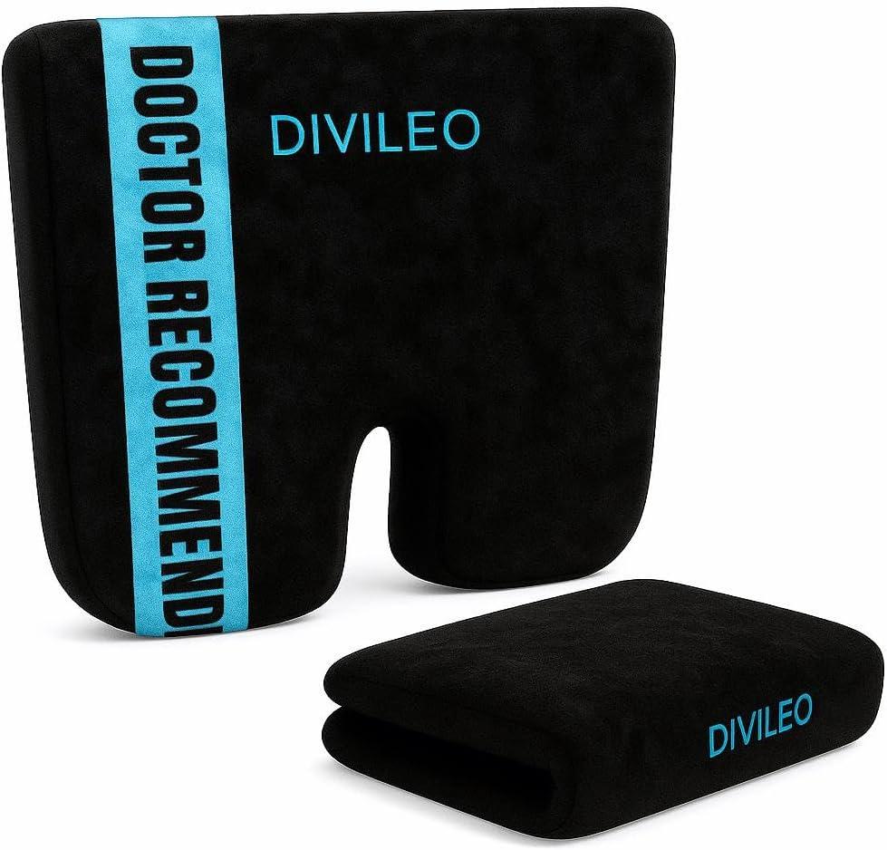 Orthopedic Seat Cushion for Tailbone & Sciatica Pain Relief  Ergonomic U-Shaped Memory Foam Chair Pad for Office, Car & Home  Coccyx Support, Back & Hip Comfort, Free Extra Washable Cover (Black)