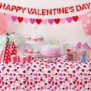 Valentine's Day Party Supplies Set for 48 Guests - Romantic Heart-Shaped Disposable Plates & Napkins with Love-Themed Plastic Tablecloth & Banner - Valentines Day Party Decorations