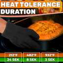 Heat Resistant Gloves Aramid Oven Gloves with Fingers for Cooking, BBQ Gloves with Cotton Lining, Non-Slip, 9.45"x3.94" Kitchen Mitts for Baking & Frying, Grilling Accessories, One Size