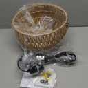 HuisMier Rattan Hanging Lamp Plug in Pendant Light with 15 Ft Plug in Cord, Wicker Woven Basket Lampshade Hanging Light with Dimmable Switch, Boho Plug in Pendant Light for Kitchen Farmhouse Bedroom