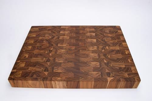 Small End Grain Cutting Board - Premium Self-Healing Teak Wood Butcher Block for Chopping, Slicing & Serving - Heavy-Duty Kitchen Cutting Board Ideal for Meat, Fruit & Veg - 18" x 18" x 3"