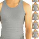BROOKLYN VERTICAL Mens 6-Pack Tank Tops | Moisture-Wicking Ribbed Lightweight Undershirts (X-Large, Grey)