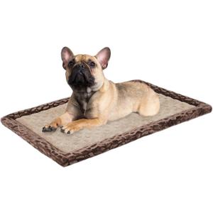 30 inch Dog Crate Bed Kennel Mat Indoor Cage Pad Medium Small Flat Thin Memory Foam Doggy Beds Washable Anti Slip Brown Puppy Sleeping Mat (Khaki)