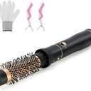 Round Hair Blow Dryer Brush - 1.2 Inch Ceramic Barrel Hair Dryer Brush for Short/Middle Hair, One Step Drying, Volumizing, Straightening and Styling, Negative Ionic Dryer Brush (Black-Golden, 1.2)