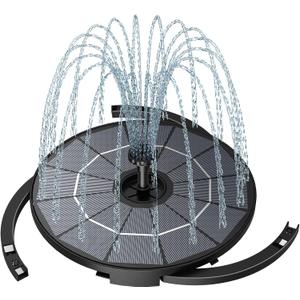 AISITIN DIY Solar Fountain Pump for Water Feature with 3.9ft Cord, Solar Bird Bath Fountain with 6 Nozzles, Solar Powered Water Floating Fountain for Bird Bath, Garden, Ponds Fish Tank, Outdoor (2.8W-Cord, Black02)