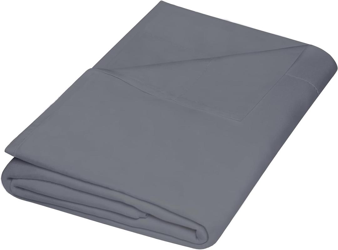 ZPECC Twin Flat Sheet Only 1 Pack, Durable Dark Gray Top Bed Sheets Hypoallergenic Soft Brushed Microfiber Color-Coded Label, 66"x96"