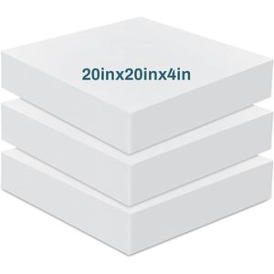 Frienda 3 Pack 4 x 20 x 20 Inch Upholstery High Density Foam Cushion Replacement Square Cut to Size Foam Couch for Chair Couches Padding Shipping Packing DIY Cosplay Projects