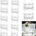 Yousoontic 12 Pack Wooden Reserved Row Sign for Wedding Chairs This Row Is Reserved Hanging Signs with Ribbon for Wedding Reception Party Restaurant Church Events Pews, 5 x 7'' (White,Elegant)