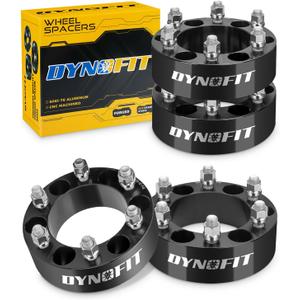 dynofit 6x5.5 to 6x5.5 Forged 2inch Wheel Spacers Adapters for 1999-2025 Silverado 1500 Sierra 1500 Yukon 2019-2025 Ram 1500 | Set of 4 Compatible with Chevrolet GMC Cadillac Ram 6x139.7 M14x1.5 Studs
