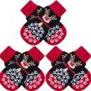 EXPAWLORER 6PCS Anti-Slip Dog Socks to Prevent Licking Paws,Dog Shoes for Hot Pavement,Best Paw Protector Traction Control on Hardwood Floor,Dog Booties for Puppy Small Medium Large Senior Dogs (Christmas Red and Black)